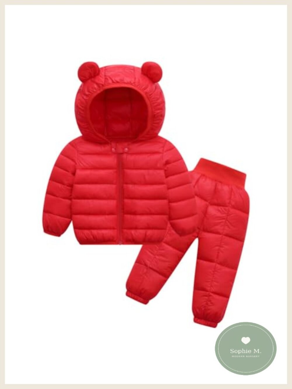 Toddler Winter Puffer Jacket & Pants Set Nylon Snowsuit Ski Suit